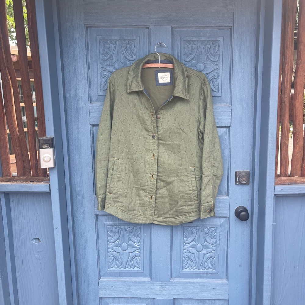 Rag and Bone Green Quilted Jacket with Button-down Snaps,  Cottage Core - Picture 6 of 7